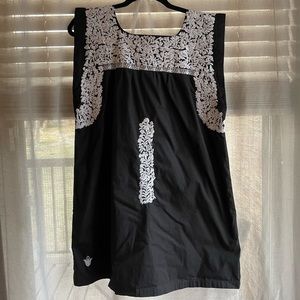 Elegant Black and White Embroidered Dress